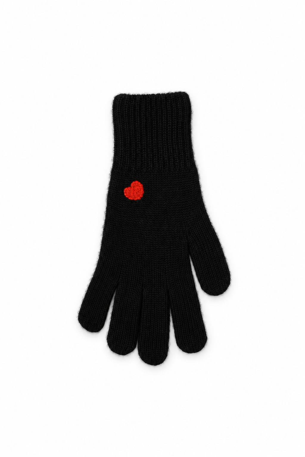 Cashmere Heart Gloves Black
