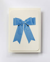 Baby Blue Velvet Bow Greeting Card | Birthday Card