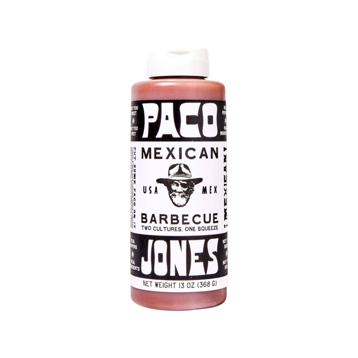 The Tiny Finch Paco Jones Mexican barbecue sauce in a 13oz bottle with a fruit-forward, chile-infused red sauce.