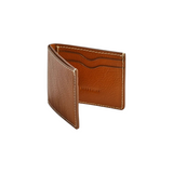 The Tiny Finch Jackson bi-fold wallet in brown milled leather with signature curved card pockets and heat-creased edges