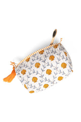 Seashell Blockprint Makeup Bag - Orange: Set of 3