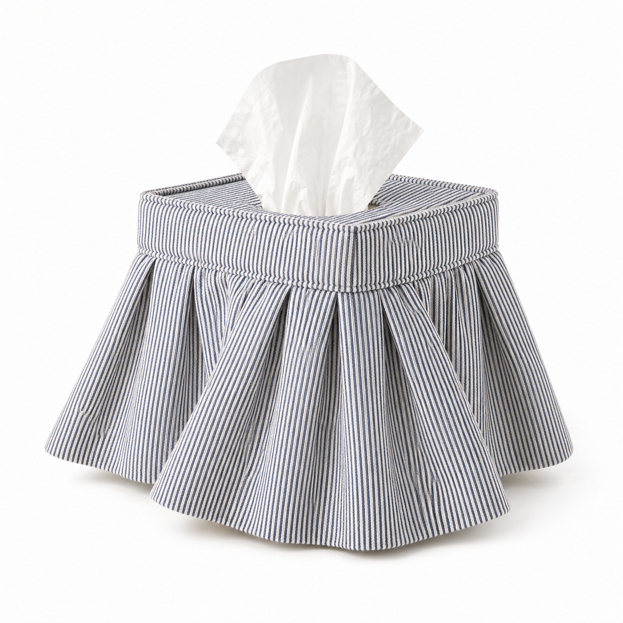 Tissue Box Cover Railroad Stripe Blue