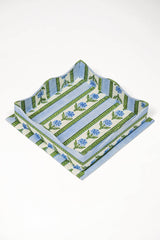 Nesting Scalloped Cottage Garden Blockprint Trays in Blue: Blue / Set of 2 Nesting Trays