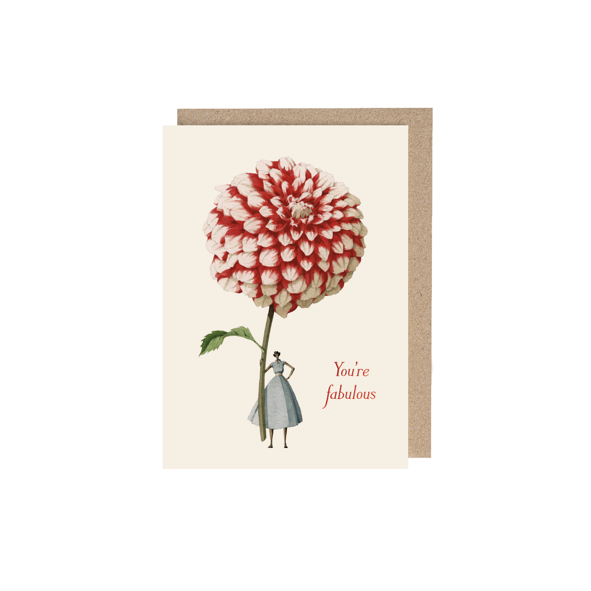 Red and White Dahlia (You're fabulous) Card