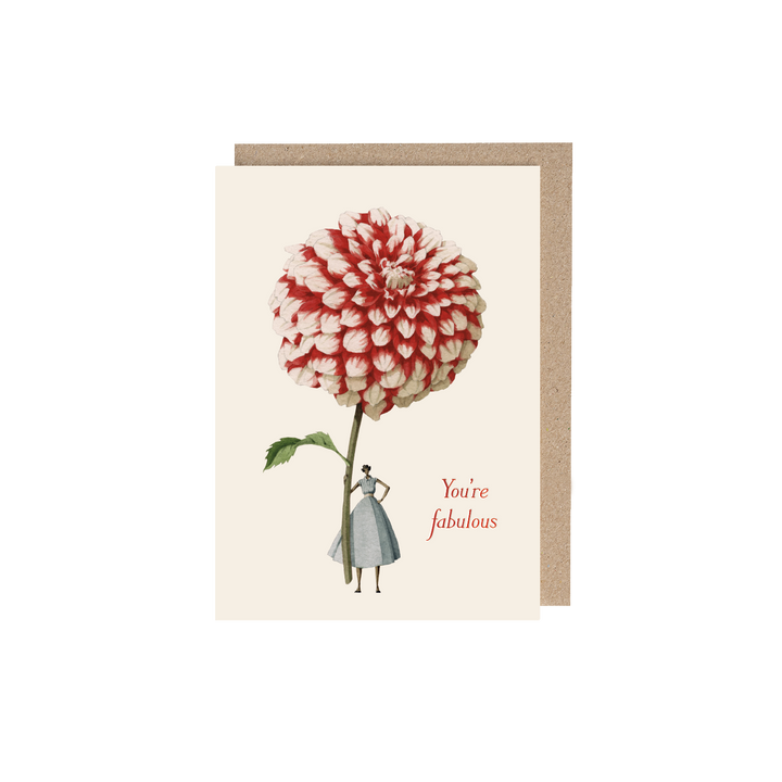 Red and White Dahlia (You're fabulous) Card