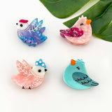 Mini Bird Hair Clip Yellow Brown