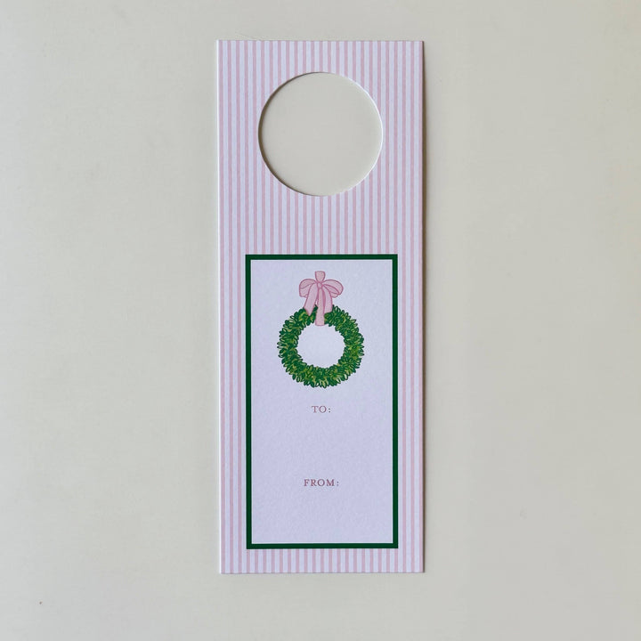 Wine Tag Wreath Bow Pink