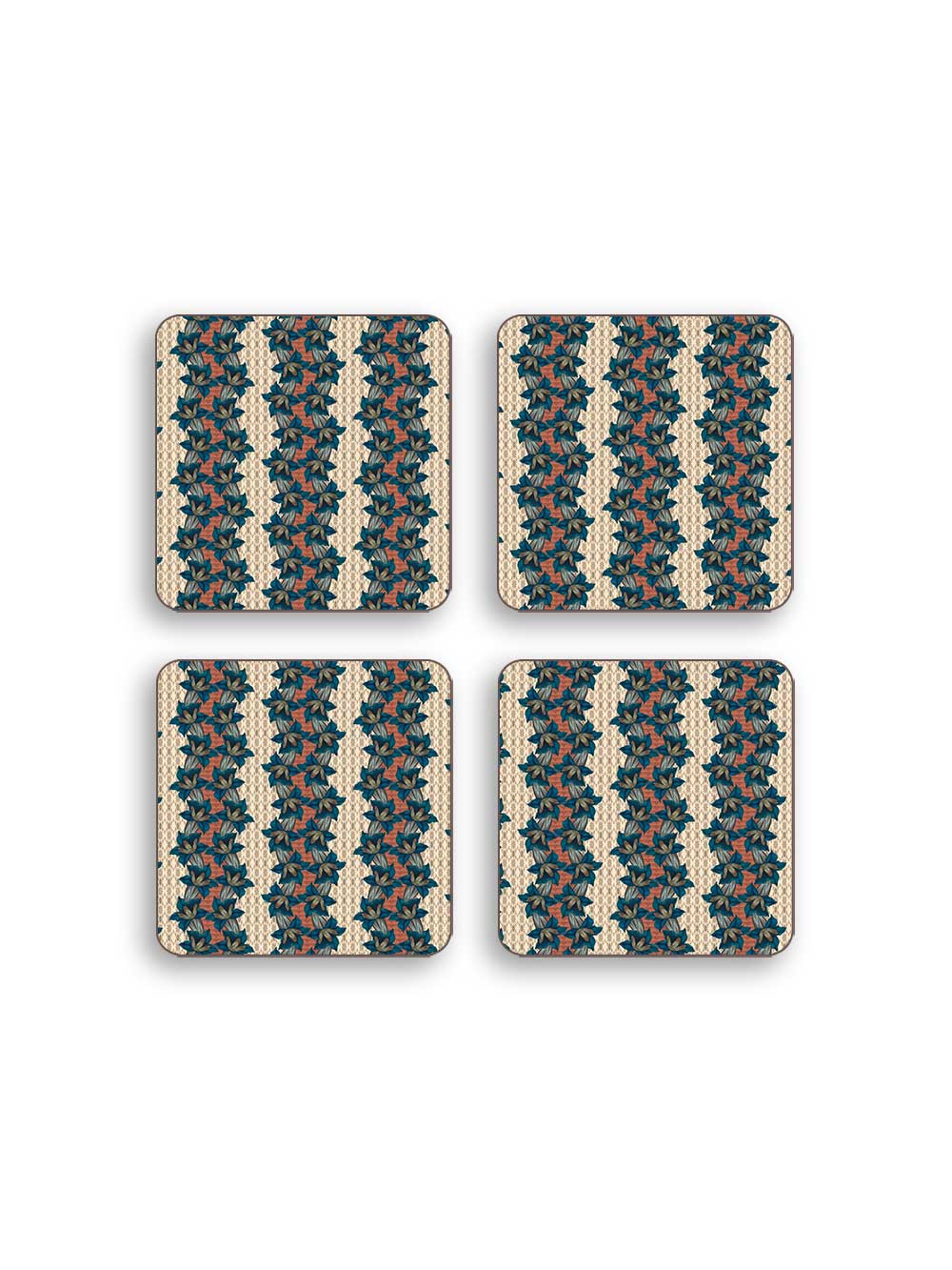 Coaster Set of 4 Blue Trumpet