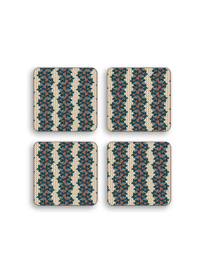 Coaster Set of 4 Blue Trumpet