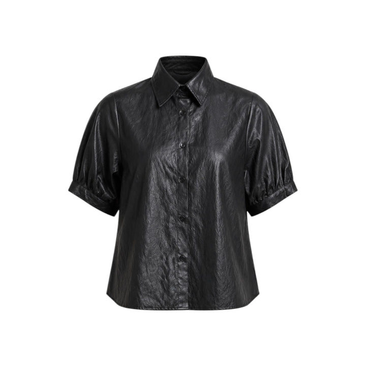 Claude Top Black Faux Leather