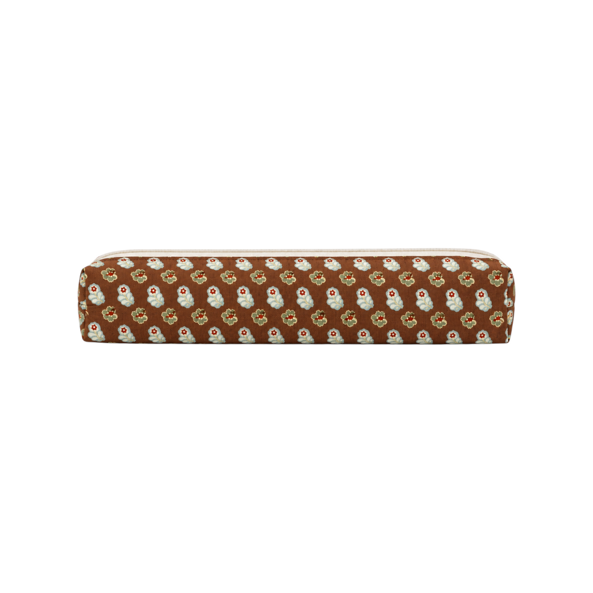 The Tiny Finch Georgia hair tools bag in a brown fabric with a small floral pattern, regular size.