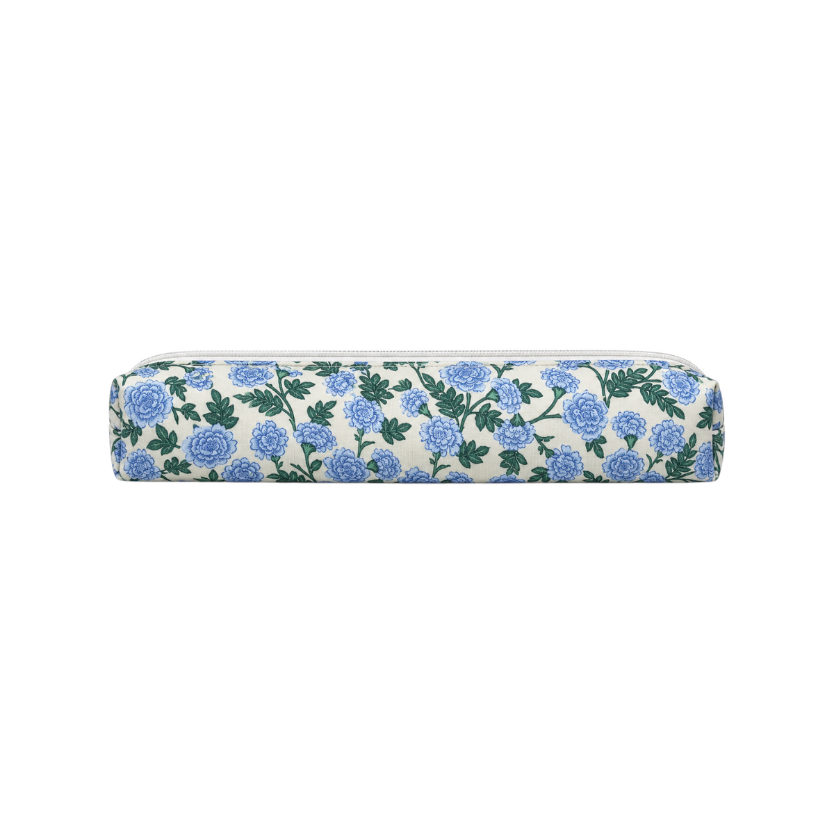 The Tiny Finch Dianthus hair tools bag in a regular size featuring a blue floral print on a cream background.