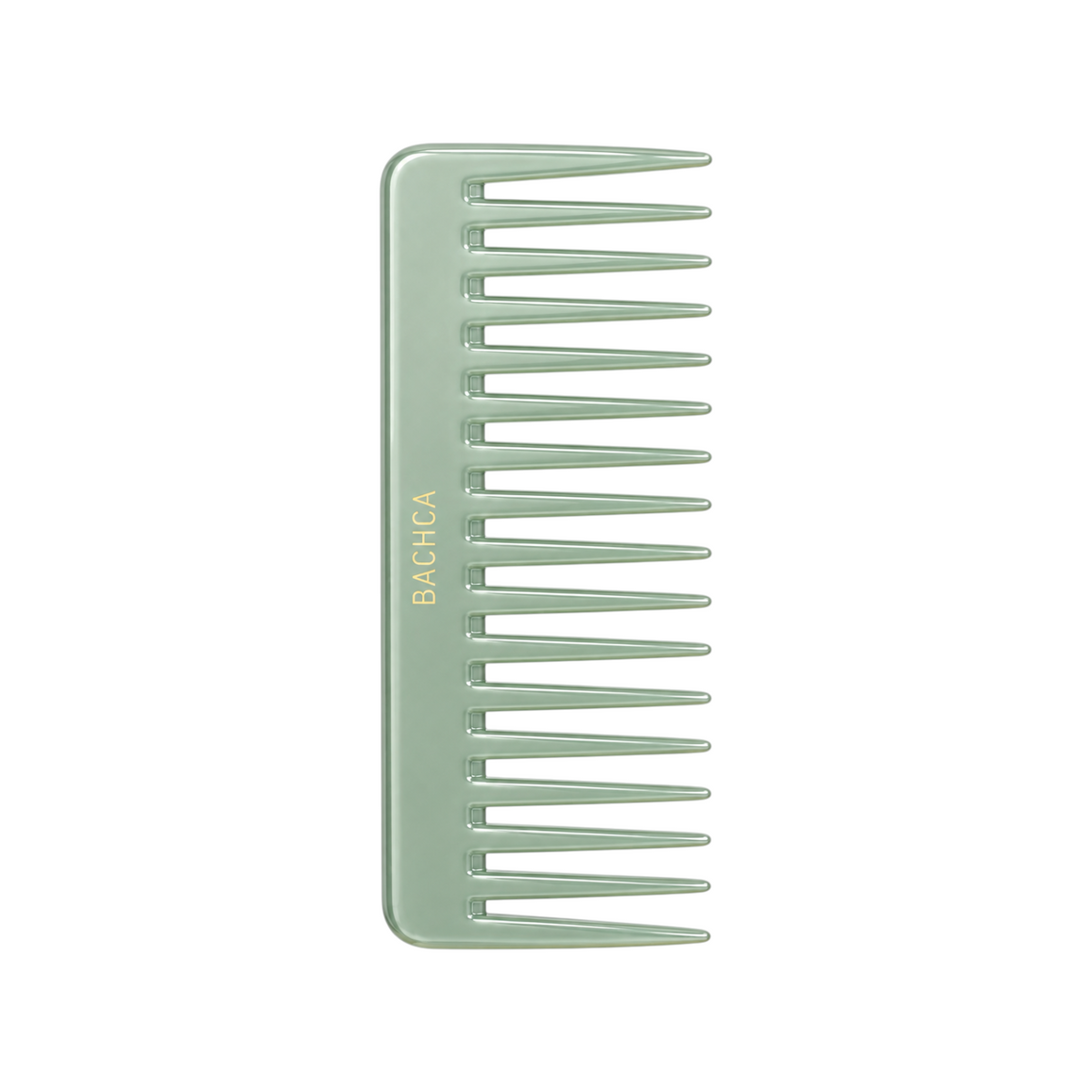 The Tiny Finch Opaline anti-static hair comb in sage green cellulose acetate for detangling and hair treatments.