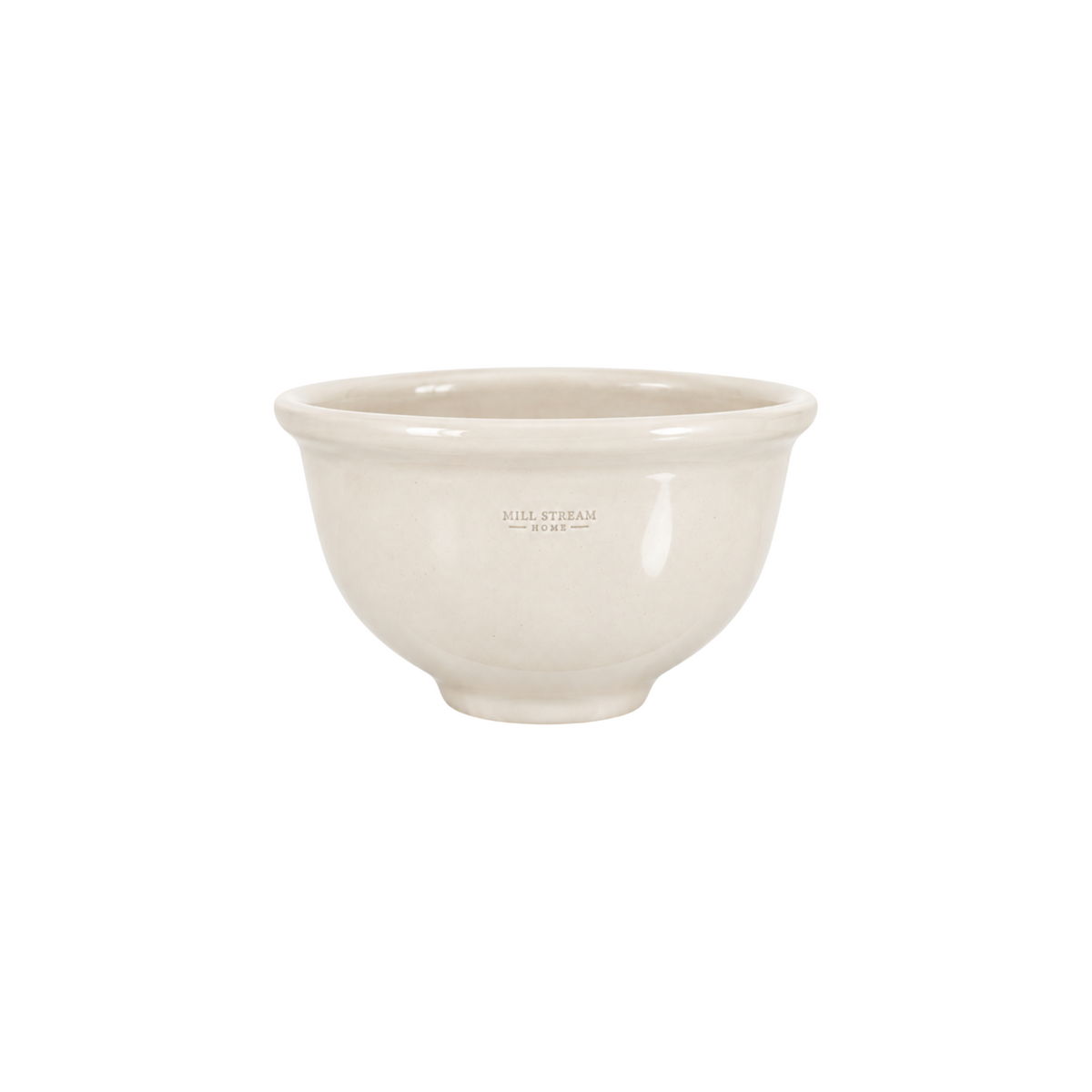 The Tiny Finch small handmade stoneware mixing bowl in a cream glaze with a classic farmhouse design.