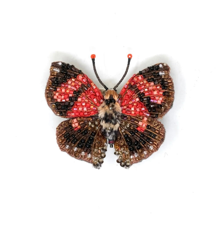 Scarlet Leafwig Butterfly Brooch