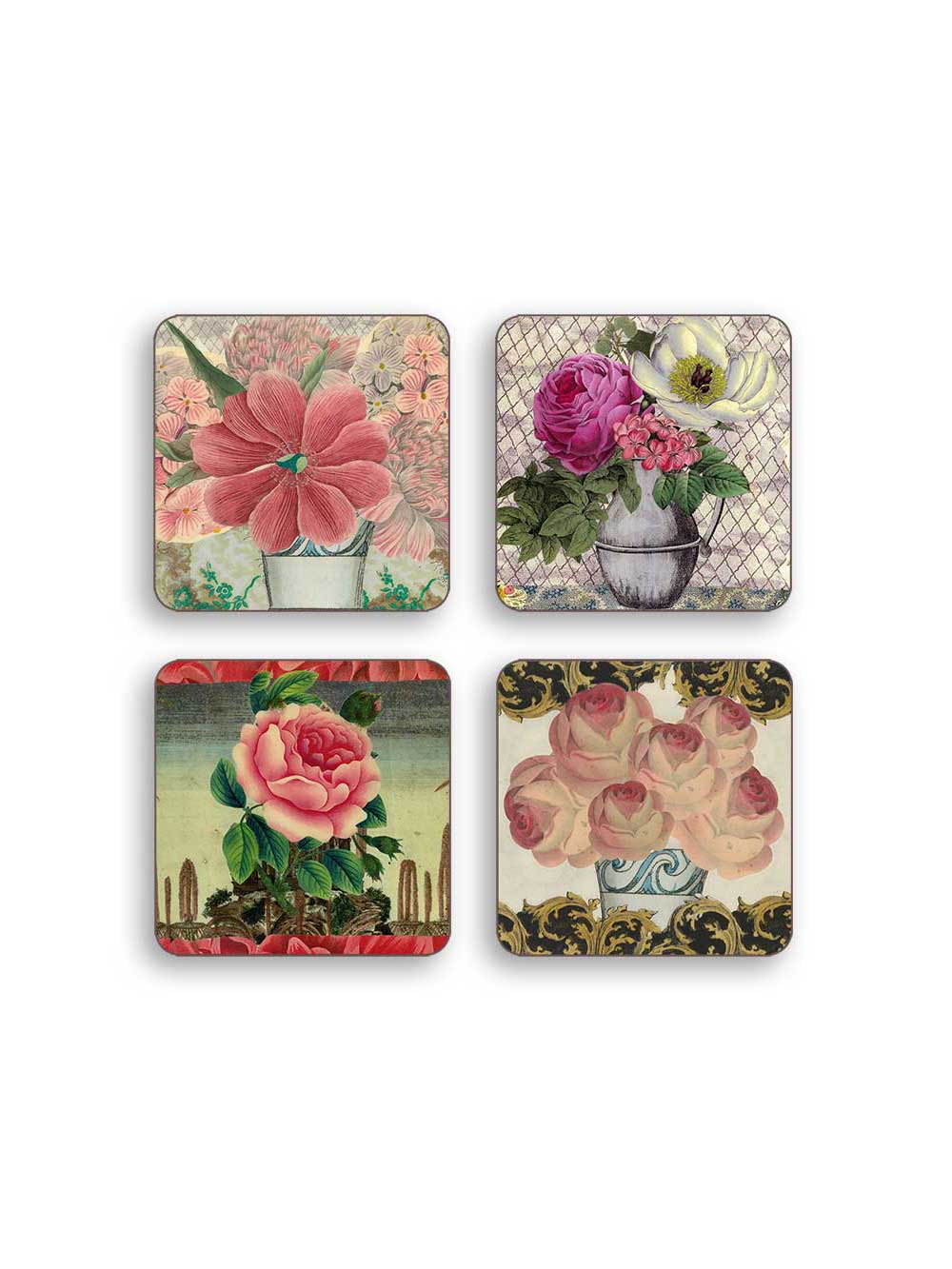 Coaster Set of 4 Vintage Floral