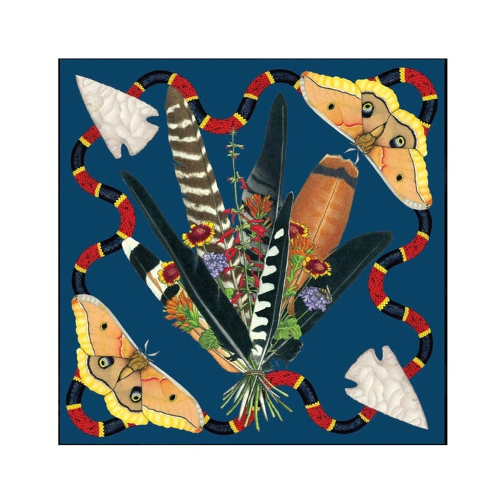 Kerr Chief Pocket Square Feather Bouquet Blue Topaz