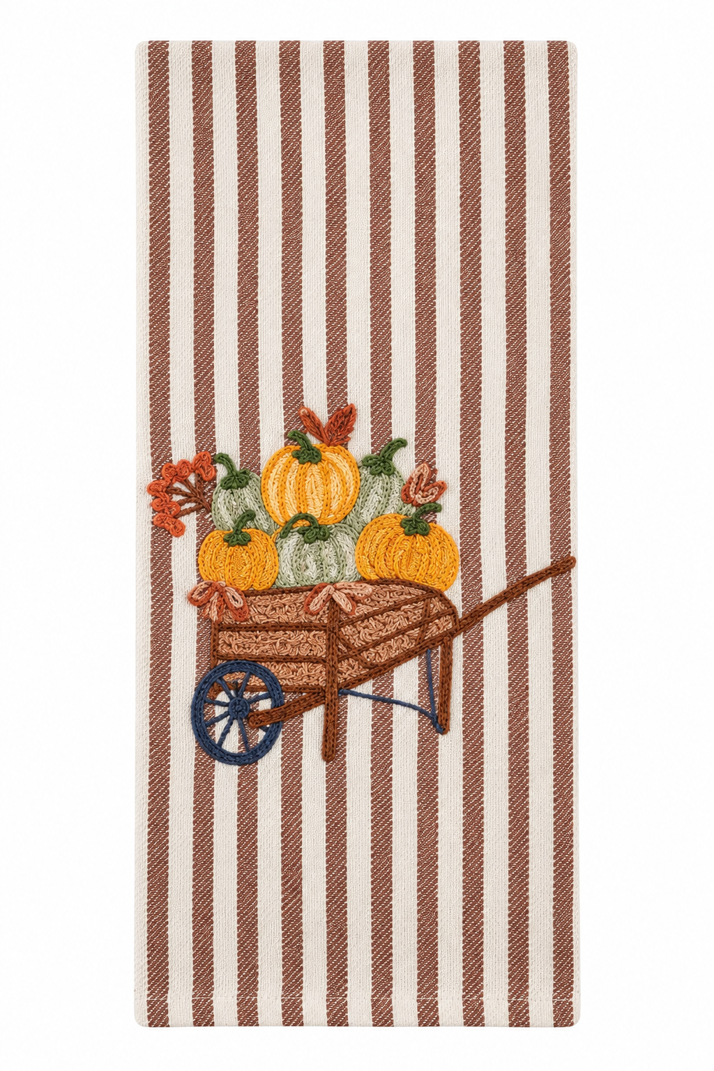 Embroidered Kitchen Towel Pumpkin Cart