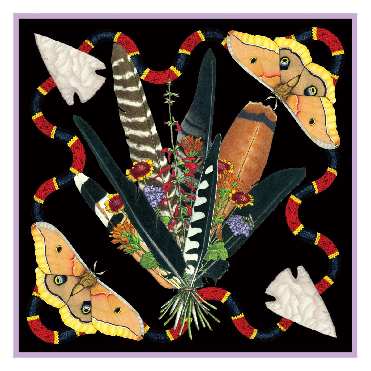 Kerr Chief Scarf Feather Bouquet Raven