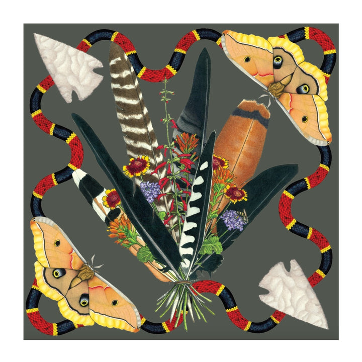 Kerr Chief Scarf Cashmere Bouquet Snapping Turtle