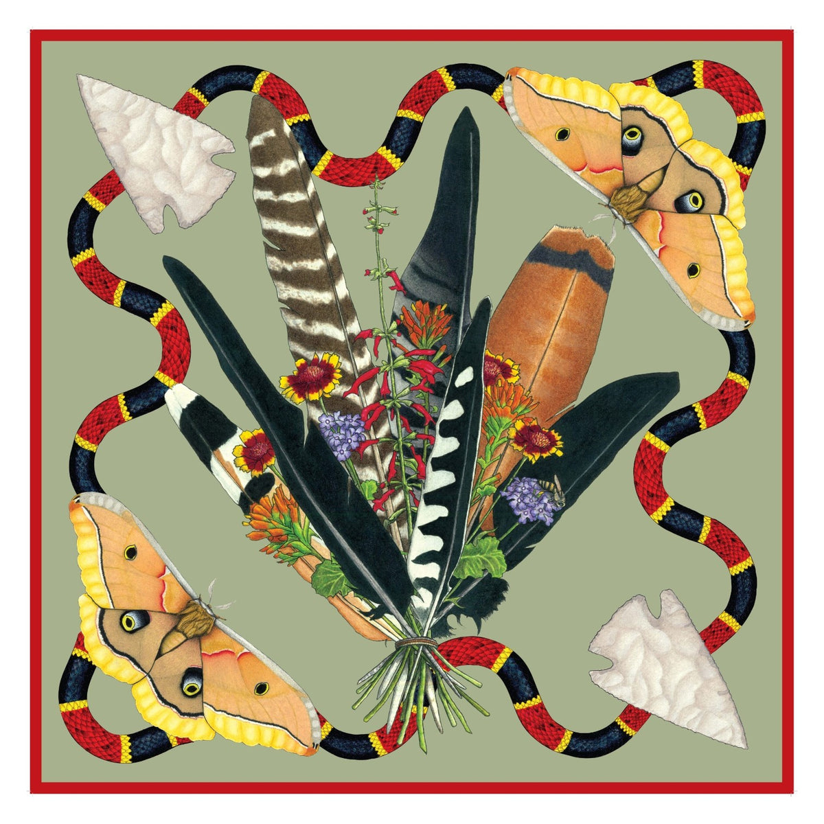 Kerr Chief Scarf Feather Bouquet Maiden Hair