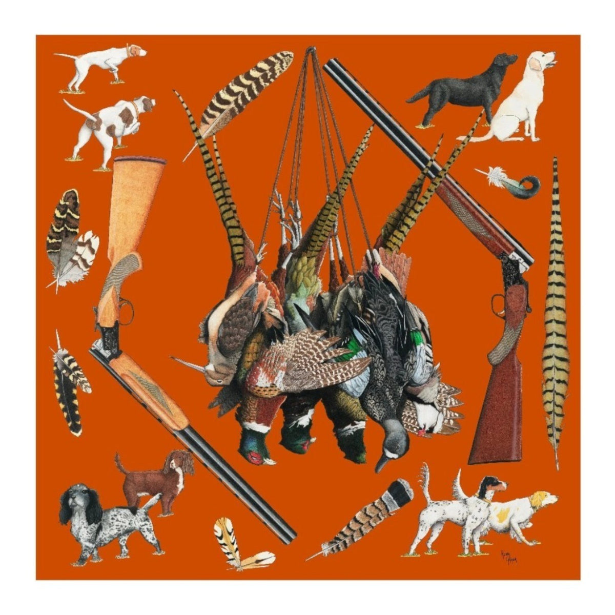 Kerr Chief Scarf Cashmere Hunting Dog Covey