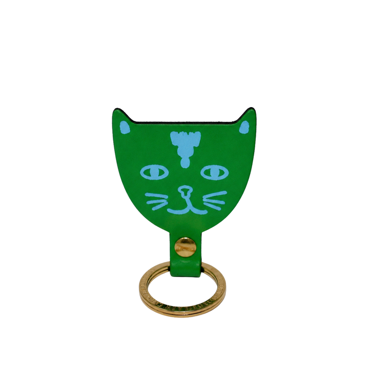 Cat Head Key Fob: Green