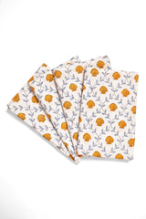 Seashell Blockprint Napkins, Set of 4 — Orange