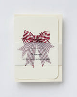 Double Tail Red Gingham Bow Greeting Card | Birthday Card