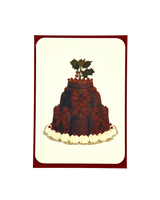 Christmas Plum Pudding Three Bows Greeting Card | Luxury