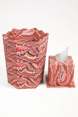 Hand-Marbled Scallop Tissue Box Cover in Florentine Pink