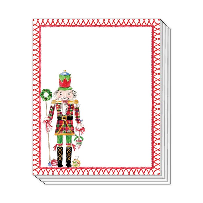 Red and Green Plaid Nutcracker with Ornaments Stack Pad