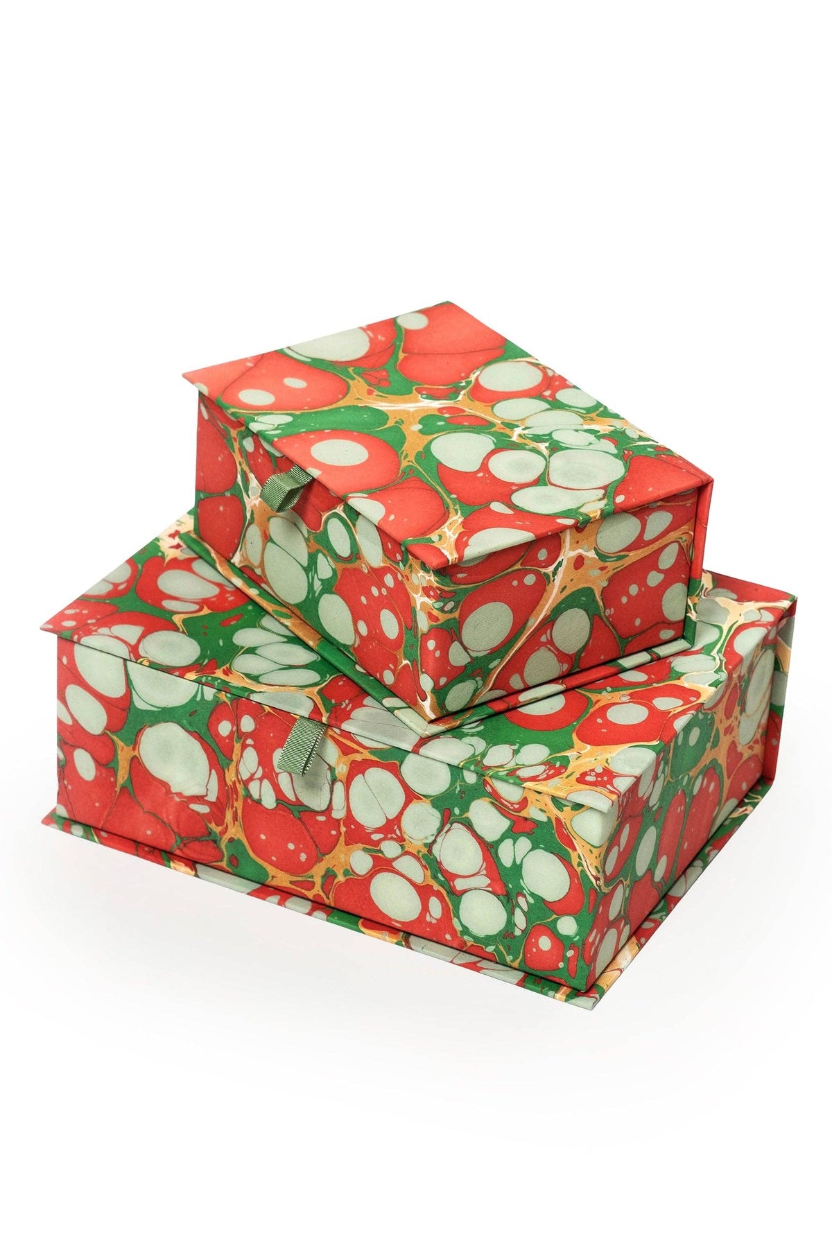 Hand-Marbled Keepsake Box Set in Christmas Gems: Set of 2