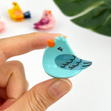 Mini Bird Hair Clip Yellow Brown