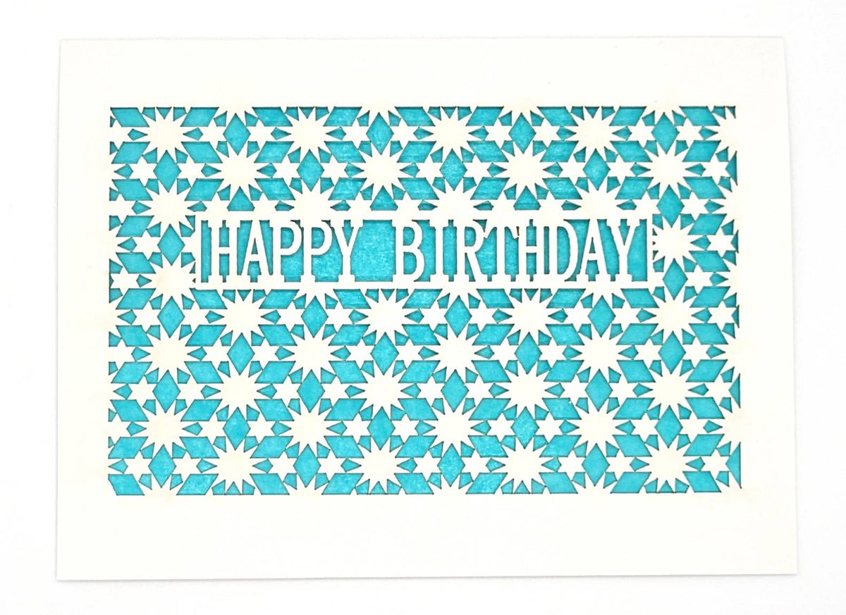 Happy Birthday - Star pattern: Aqua / A2