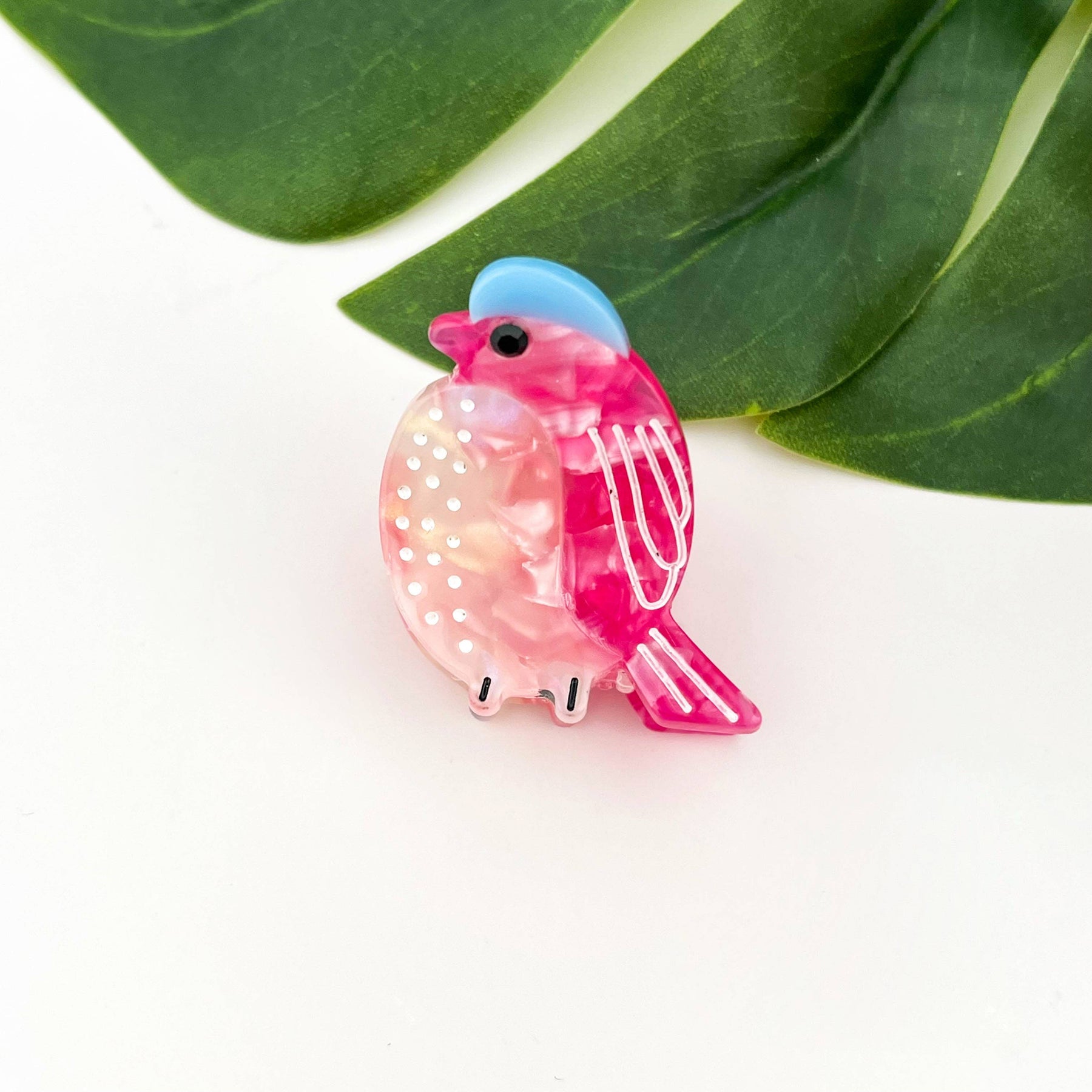 Mini Bird Hair Clip Pink Blue