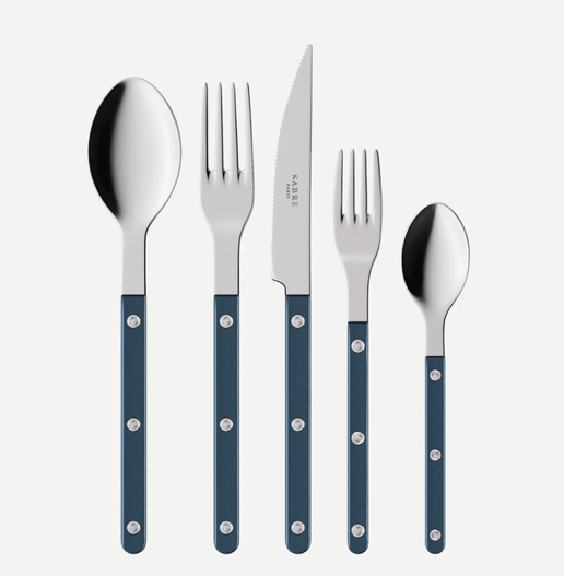 Bistro 5 Piece Place Setting Pearly in Steel Blue