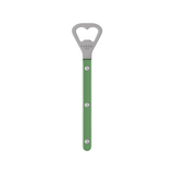 The Tiny Finch Bistro bottle opener in pearly garden green with a stainless steel head and nylon handle.