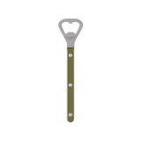The Tiny Finch Bistro bottle opener in olive with a stainless steel head and durable nylon handle.