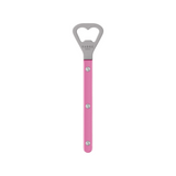 The Tiny Finch Bistro bottle opener in pearly pink with a stainless steel head and nylon handle.