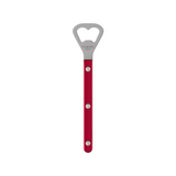 The Tiny Finch Bistro bottle opener in red with a stainless steel head and durable nylon handle.