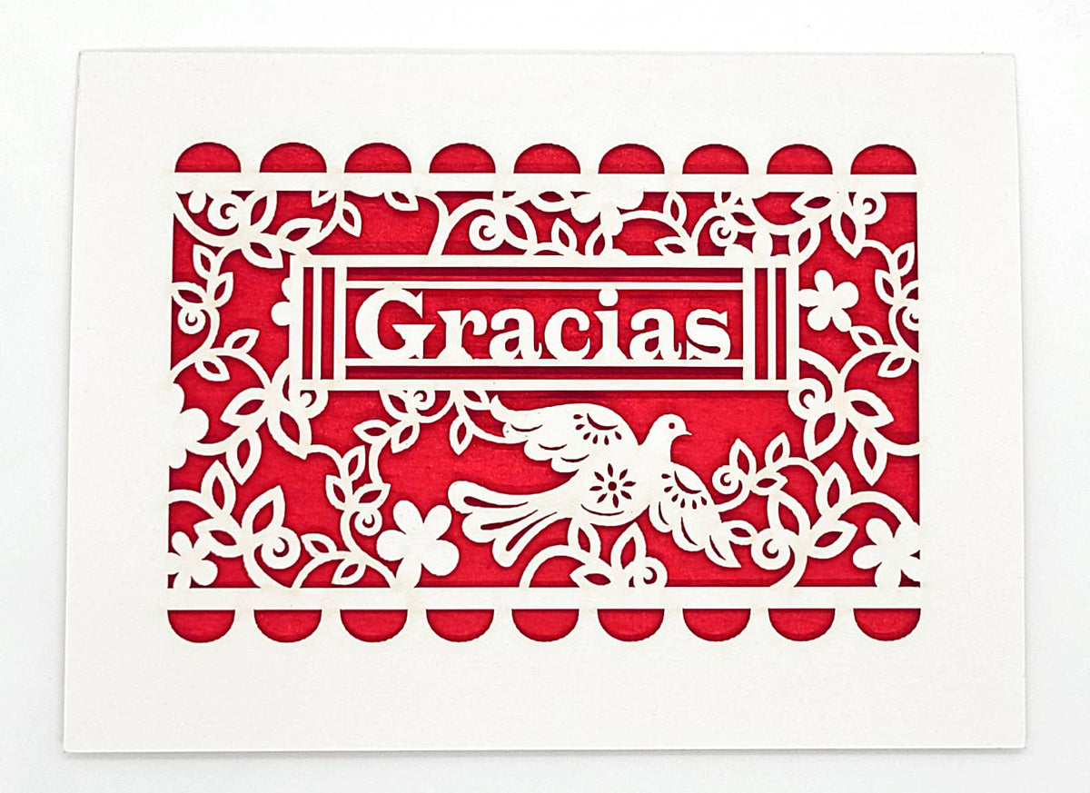 Gracias - Papel Picado - Thank You in Spanish: Red / A2