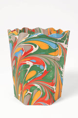 Hand-Marbled Scallop Waste Bin / Storage Bin in Marais