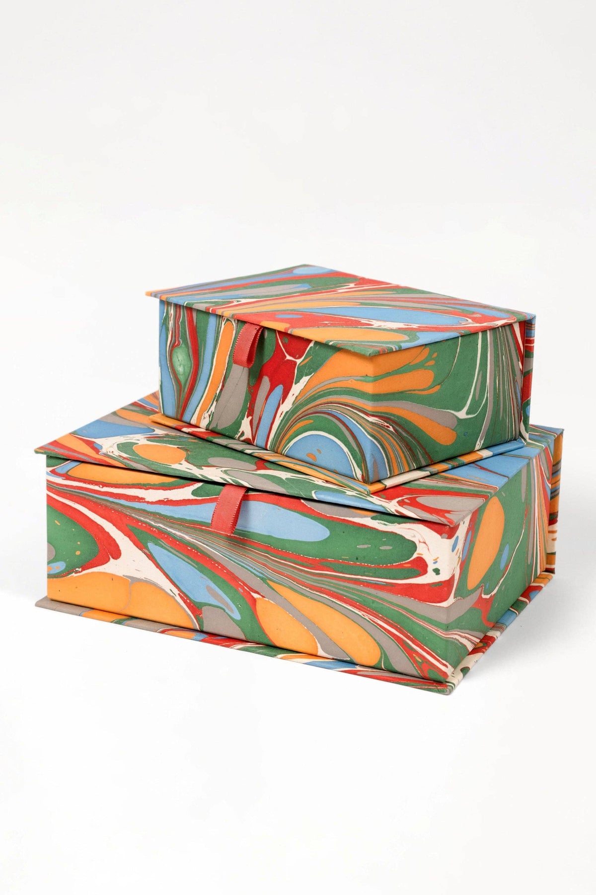 Hand-Marbled Keepsake Box Set in Marais: Set of 2