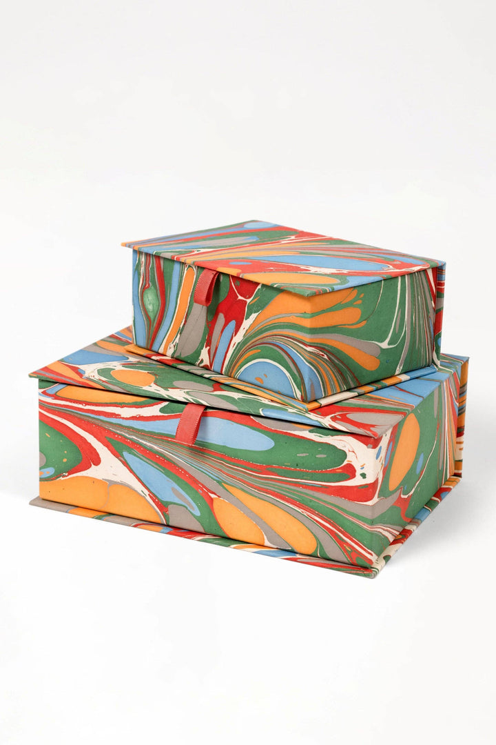 Hand-Marbled Keepsake Box Set in Marais: Set of 2