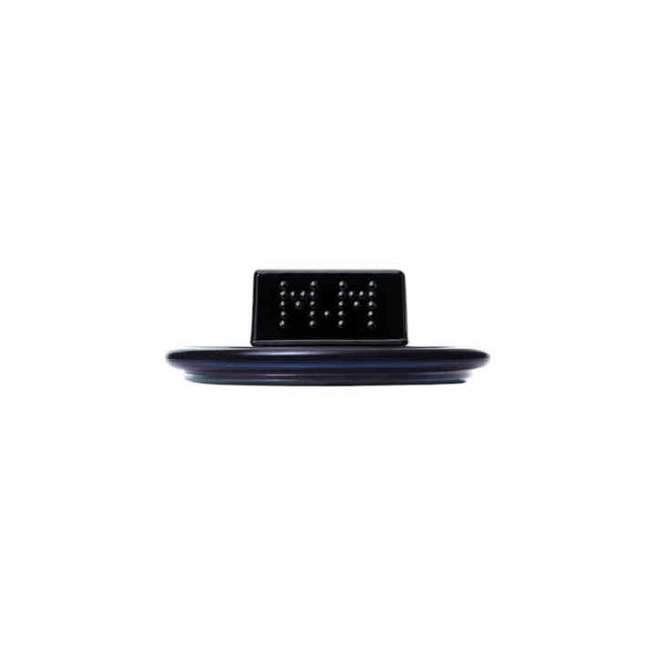 The Tiny Finch monogrammed black glass candle lid for 240g signature candles, handcrafted in Tuscany.