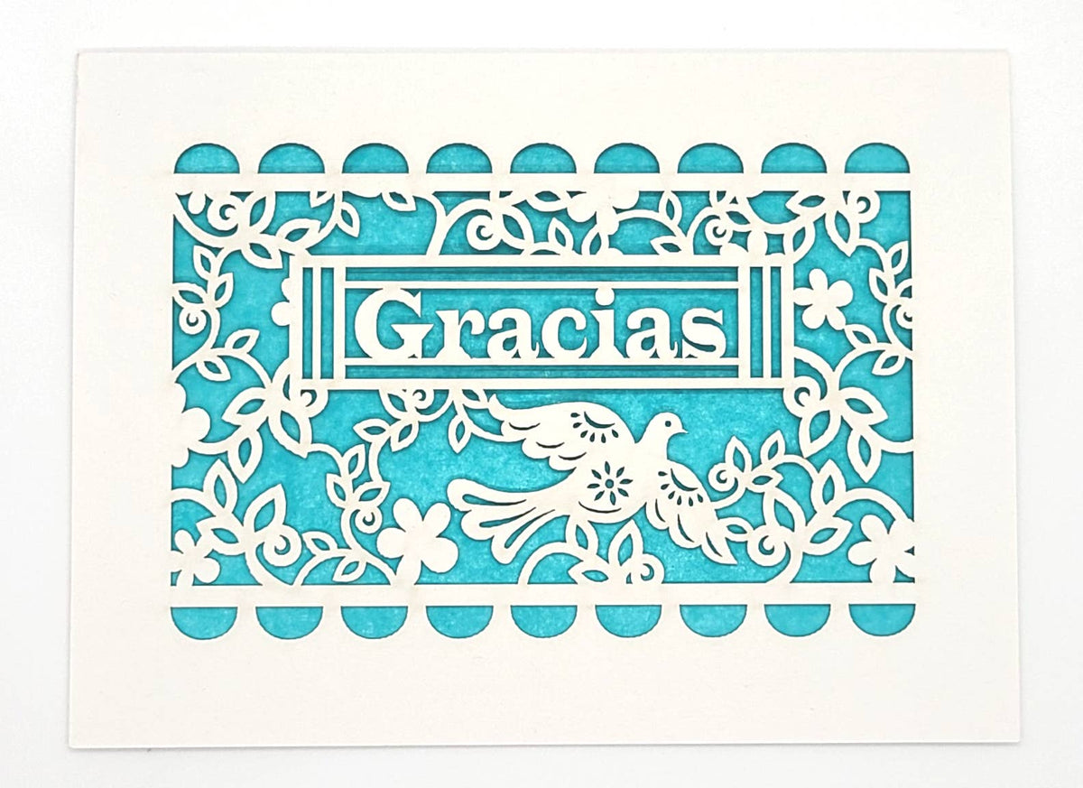 Gracias - Papel Picado - Thank You in Spanish: Aqua / A2
