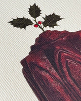 Christmas Plum Pudding Holly Greeting Card | Luxury