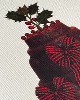 Christmas Plum Pudding Three Bows Greeting Card | Luxury