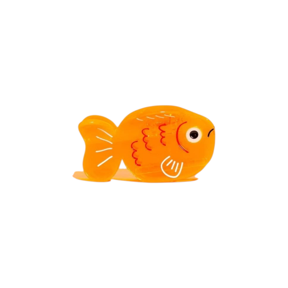 The Tiny Finch orange goldfish hair claw made from durable cellulose acetate with whimsical hand-drawn details.